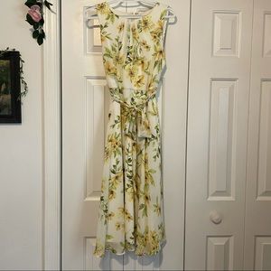Yellow Floral Midi Dress